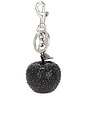 view 3 of 4 Small Crystal Apple Bag Charm in Black