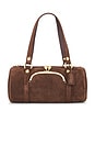 view 1 of 4 BOLSO BARRIL in Dark Chocolate Suede