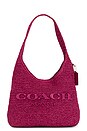 view 1 of 4 SAC PORTÉ ÉPAULE REFINED WEAVE STRAW BROOKLYN SHOULDER BAG 28 in Dark Fuchsia