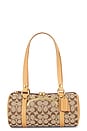 view 1 of 4 SAC SEAU THE COACH ORIGINALS SIGNATURE JACQUARD KISSLOCK BARREL BAG 28 in Khaki Light Peach