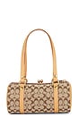 view 2 of 4 SAC SEAU THE COACH ORIGINALS SIGNATURE JACQUARD KISSLOCK BARREL BAG 28 in Khaki Light Peach