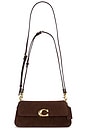 view 1 of 5 Suede Jet Shoulder Bag in Dark Chocolate