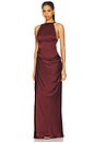 view 3 of 4 Satin Dress in Burgundy