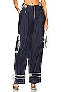 view 1 of 5 Low Waist Pleated Pant in Navy Blue