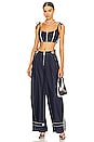 view 5 of 5 Low Waist Pleated Pant in Navy Blue
