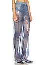 view 2 of 5 Denim Effect Sequin Flared Pant in Blue