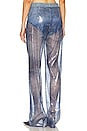 view 3 of 5 Denim Effect Sequin Flared Pant in Blue