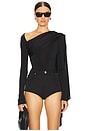view 1 of 5 Cape Detailed Bodysuit in Black