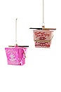 view 1 of 1 Chinese Take Out Ornaments Set Of 2 in Pink