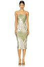 view 1 of 3 Alandra Midi Dress in Green & Beige
