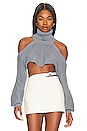 view 1 of 4 Azalia Cold Shoulder Mock Neck Sweater in Grey