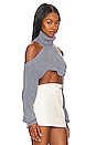 view 2 of 4 Azalia Cold Shoulder Mock Neck Sweater in Grey