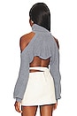 view 3 of 4 Azalia Cold Shoulder Mock Neck Sweater in Grey