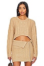 view 1 of 4 Carmen Cropped Cable Crew in Beige