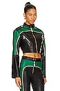 view 2 of 4 Cropped Moto Biker Leather Jacket in Green & Black