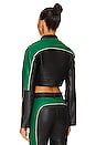 view 3 of 4 Cropped Moto Biker Leather Jacket in Green & Black