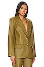 view 2 of 4 Rhodes Oversized Leather Blazer in Olive Green