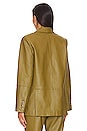 view 3 of 4 Rhodes Oversized Leather Blazer in Olive Green