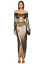 view 4 of 5 Leandra Maxi Skirt in Gold