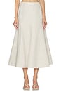 view 1 of 6 Malena Linen Midi Skirt in Tan