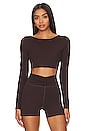 view 1 of 4 Haley Cropped Long Sleeve Top in Deep Brown