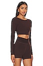 view 2 of 4 Haley Cropped Long Sleeve Top in Deep Brown