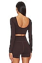 view 3 of 4 Haley Cropped Long Sleeve Top in Deep Brown
