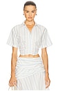 view 1 of 5 Teagan Top in Blue And White Stripes