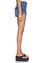 view 3 of 7 Denim Patchwork Mini Shorts in Blue Multi