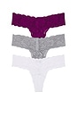 view 1 of 2 Never Say Never Thong 3 Pack in Carnevale, White, & Dove Gray