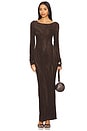 view 1 of 3 Marbella Long Sleeve Maxi Dress in Vintage Chocolate