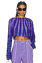 view 1 of 4 The Tokyo Crop Shirt in Violet Spiral