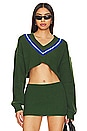 view 1 of 4 X DANIELLE GUIZIO Crop Rib Knit Pullover Sweater in Regeneration Green