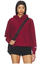 view 1 of 5 Reverse Weave Pullover Hoodie in Pomegranate