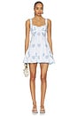 view 1 of 3 Arissa Short Dress in White & Blue