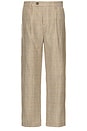 view 1 of 6 Plaid Linen Pleated Trouser in Natural