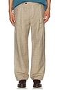 view 4 of 6 Plaid Linen Pleated Trouser in Natural