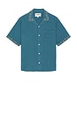 view 1 of 5 Hopsack Embroidered Camp Shirt in Blue
