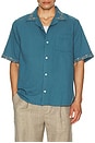 view 4 of 5 Hopsack Embroidered Camp Shirt in Blue