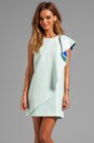 view 1 of 5 Frosted Silk Dupioni Dress in Mint/Blue in Mint & Blue