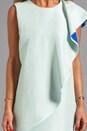 view 5 of 5 Frosted Silk Dupioni Dress in Mint/Blue in Mint & Blue