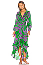view 1 of 4 Lanai Ruffle Wrap Dress in Green & Purple
