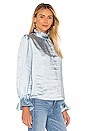 view 2 of 4 Ruffle Neck Bell Sleeve Top in Light Blue