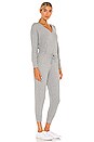 view 2 of 4 Love Rib Long Sleeve Double V Drawstring Jumpsuit in Heather Grey