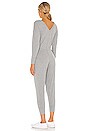 view 3 of 4 Love Rib Long Sleeve Double V Drawstring Jumpsuit in Heather Grey