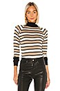 view 1 of 4 PULL COL ROULÉ in Black & Gold Stripes