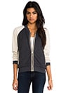 view 2 of 5 Light Weight Fleece Track Jacket in Black & Taupe & Antique White