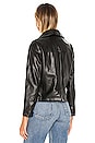 view 3 of 4 Matte Vegan Leather Drape Front Jacket in Black