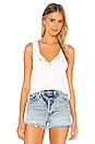 view 1 of 4 Double Scoop Crop Henley Tank in White
