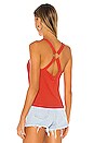 view 4 of 5 Poor Boy Rib Cross Back Square Neck Cropped Tank with Ring in Papaya